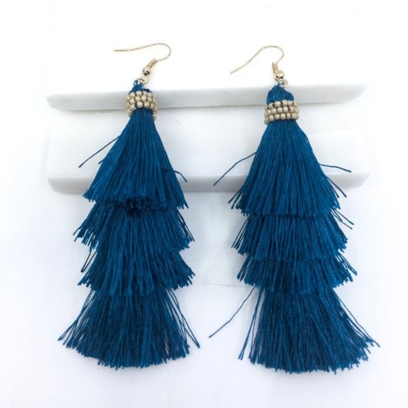 Southern Seoul Accessories Jewelry - Dark Teal tassel earrings